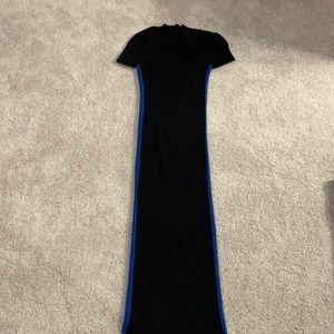 Zara Small Ribbed Dress in Black, Blue and White.